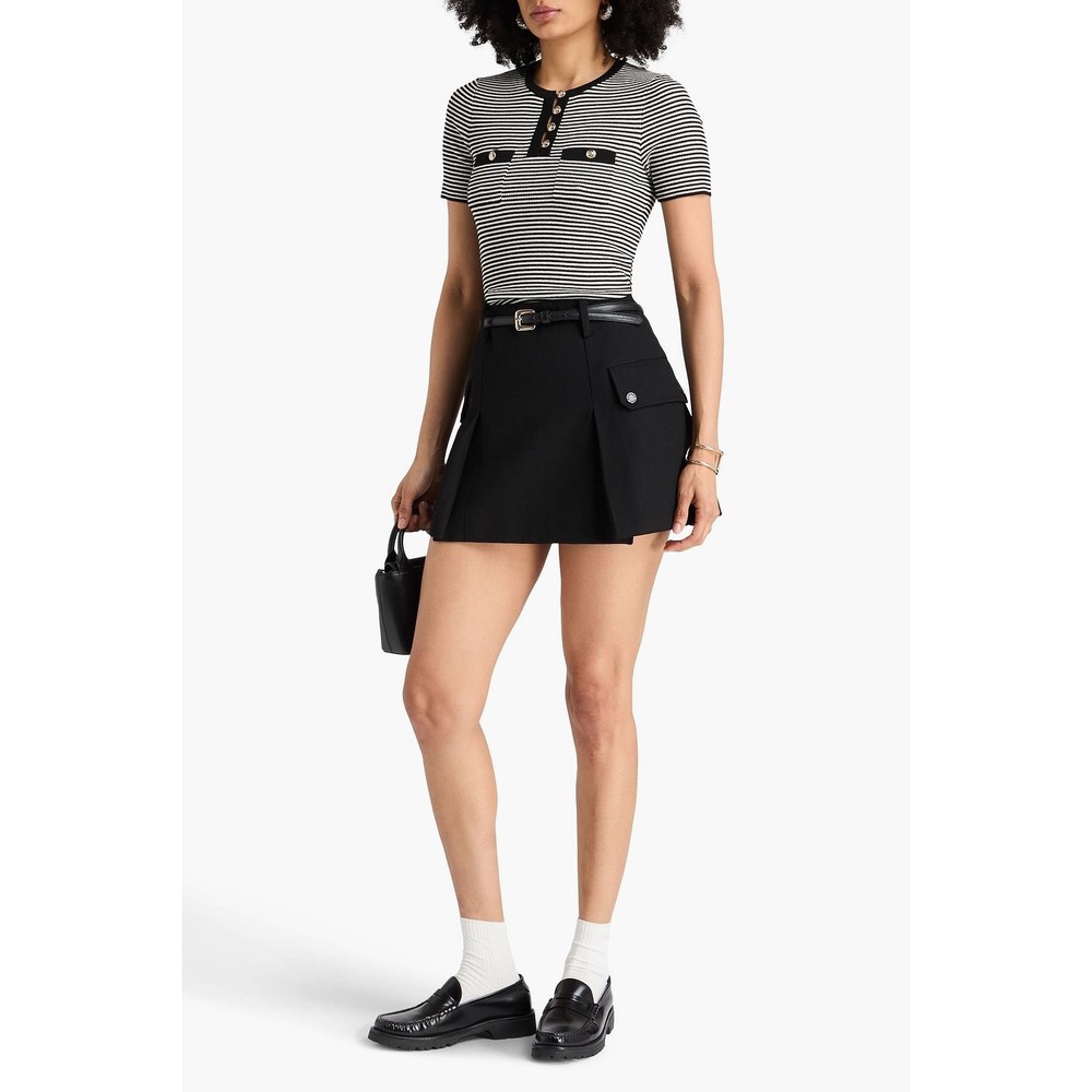 Sandro Pleated Twill Mini Skirt in Black Size 36 - Picture 2 of 12